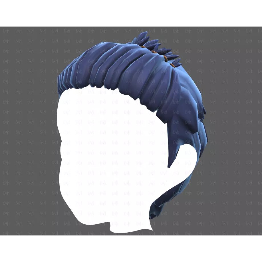 Base Hair 3D Model – Cartoon Low Poly Hairstyle for Animation - View 26