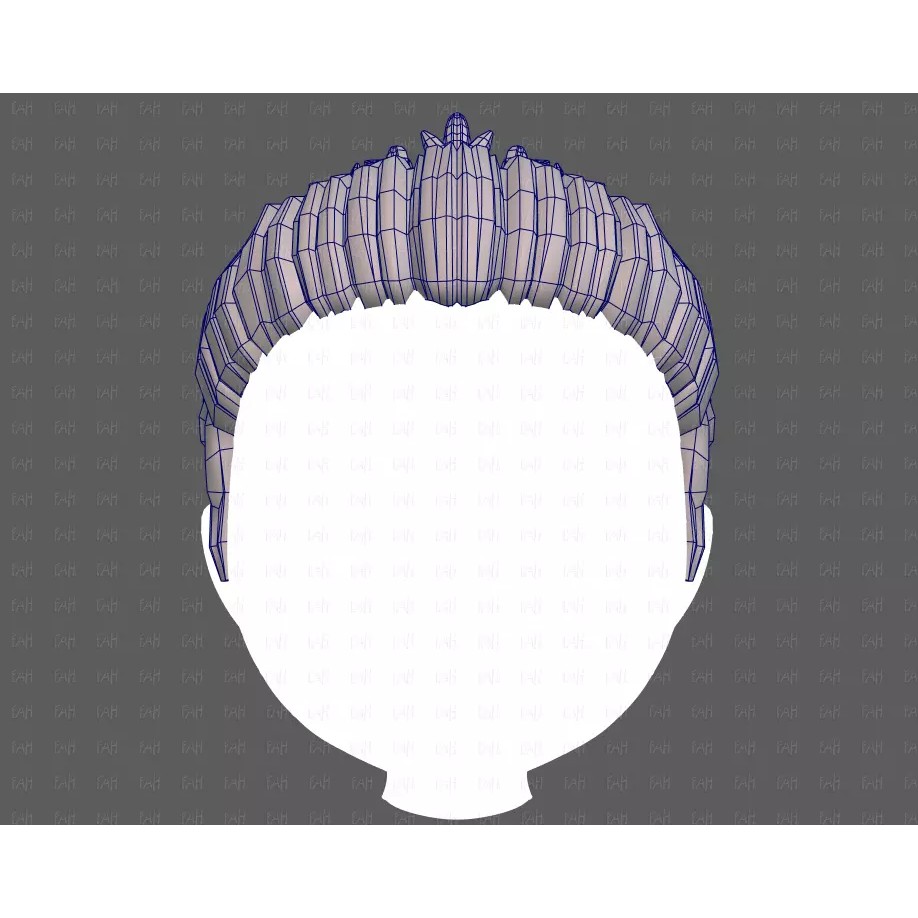 Base Hair 3D Model – Cartoon Low Poly Hairstyle for Animation - View 27
