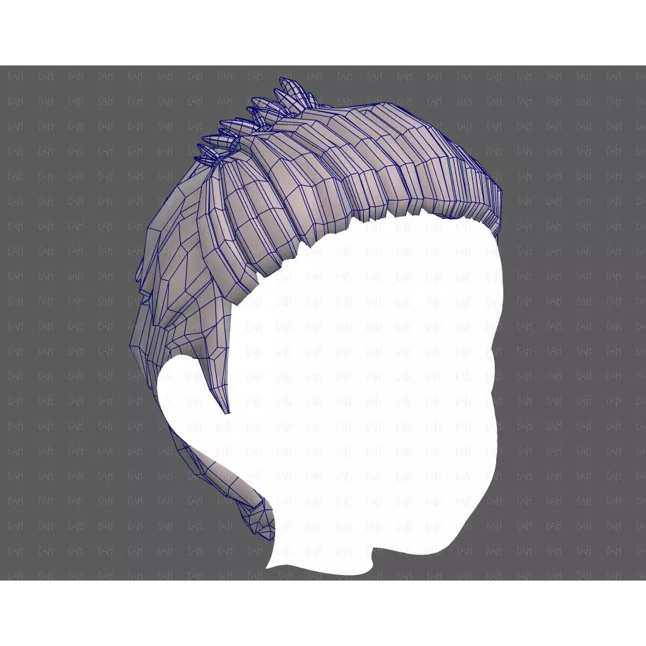 Base Hair 3D Model – Cartoon Low Poly Hairstyle for Animation - View 28