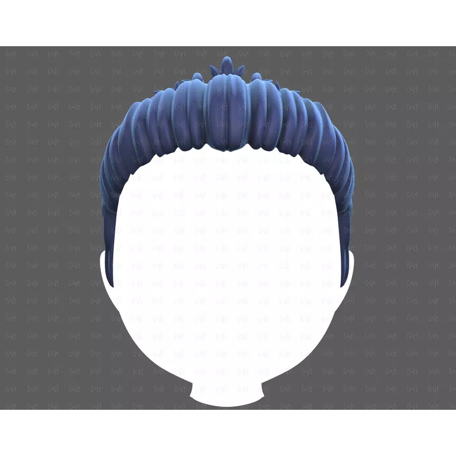 Base Hair 3D Model – Cartoon Low Poly Hairstyle for Animation - View 3