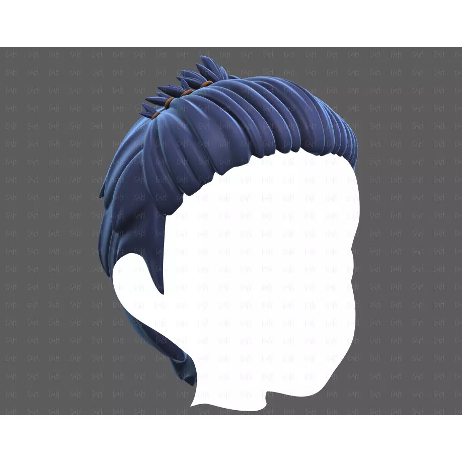 Base Hair 3D Model – Cartoon Low Poly Hairstyle for Animation - View 4
