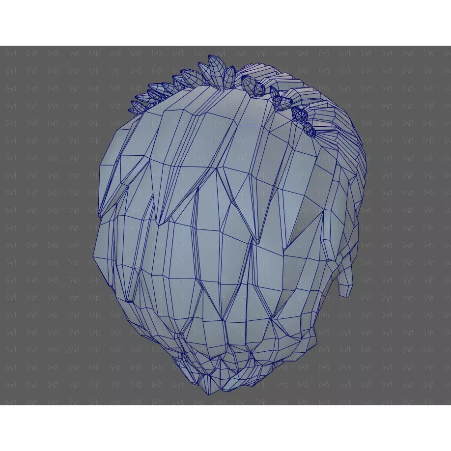 Base Hair 3D Model – Cartoon Low Poly Hairstyle for Animation - View 40