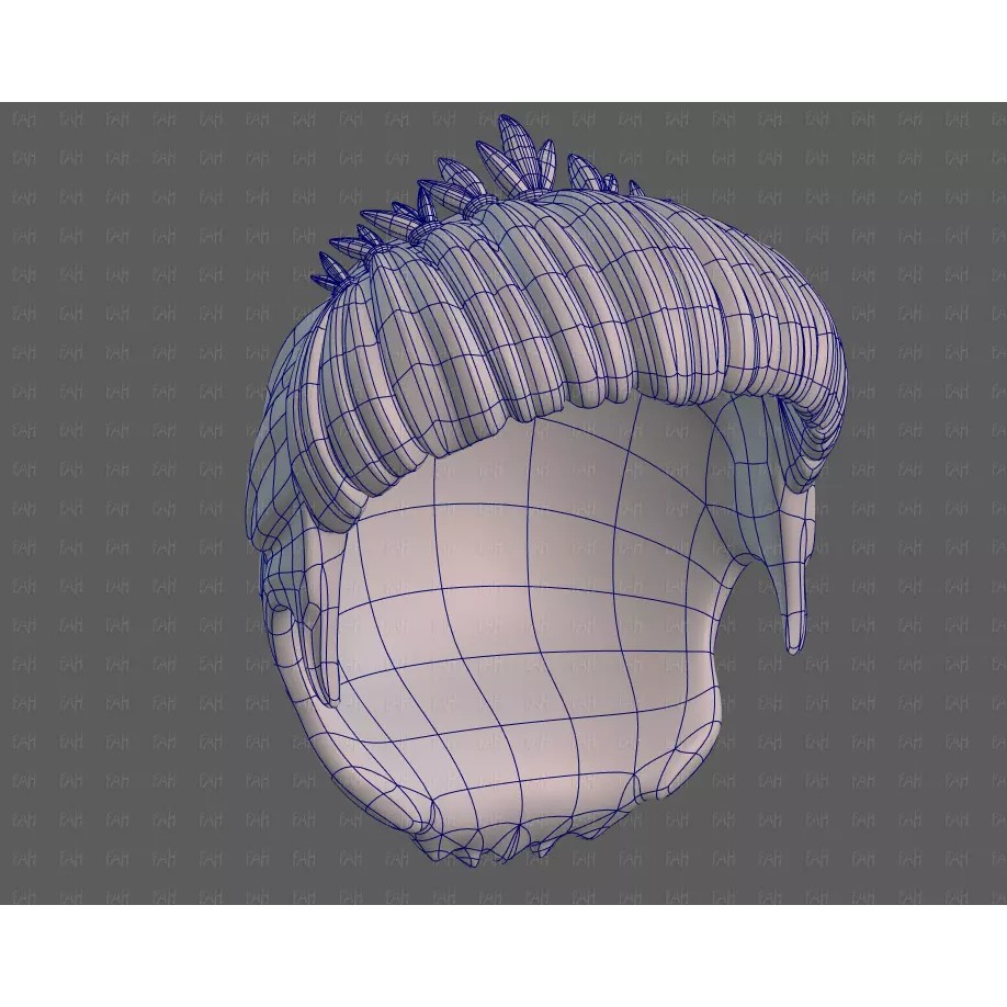 Base Hair 3D Model – Cartoon Low Poly Hairstyle for Animation - View 41