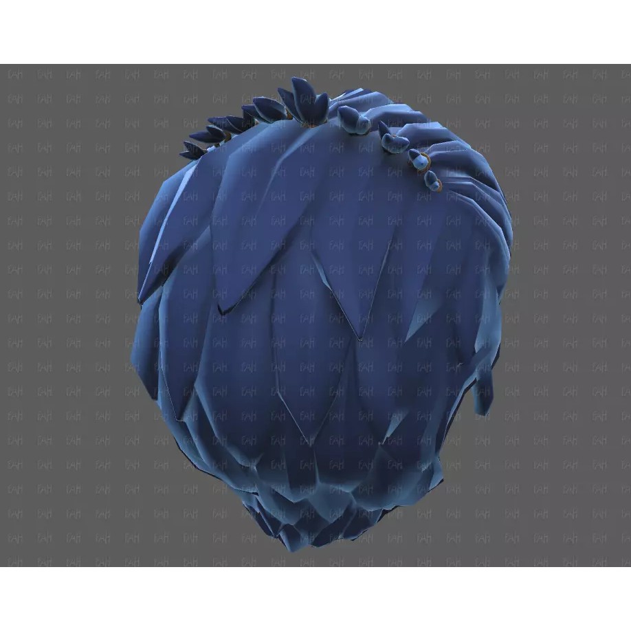 Base Hair 3D Model – Cartoon Low Poly Hairstyle for Animation - View 42
