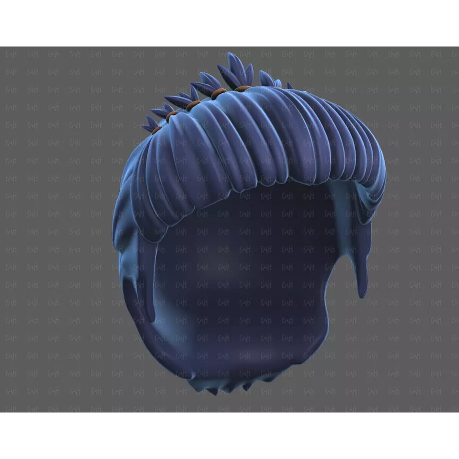 Base Hair 3D Model – Cartoon Low Poly Hairstyle for Animation - View 43
