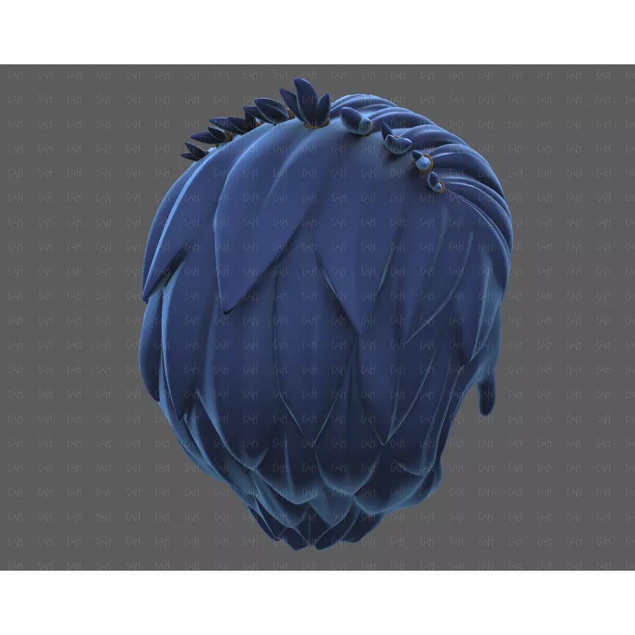 Base Hair 3D Model – Cartoon Low Poly Hairstyle for Animation - View 44