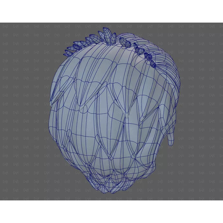Base Hair 3D Model – Cartoon Low Poly Hairstyle for Animation - View 45