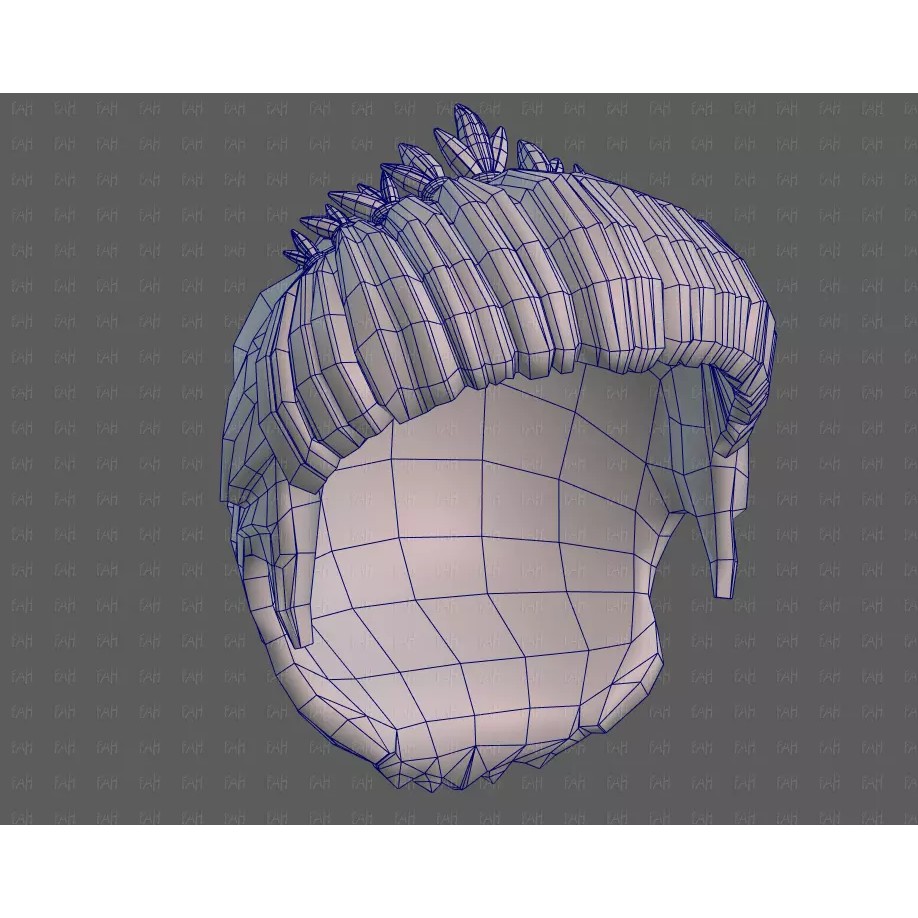 Base Hair 3D Model – Cartoon Low Poly Hairstyle for Animation - View 46