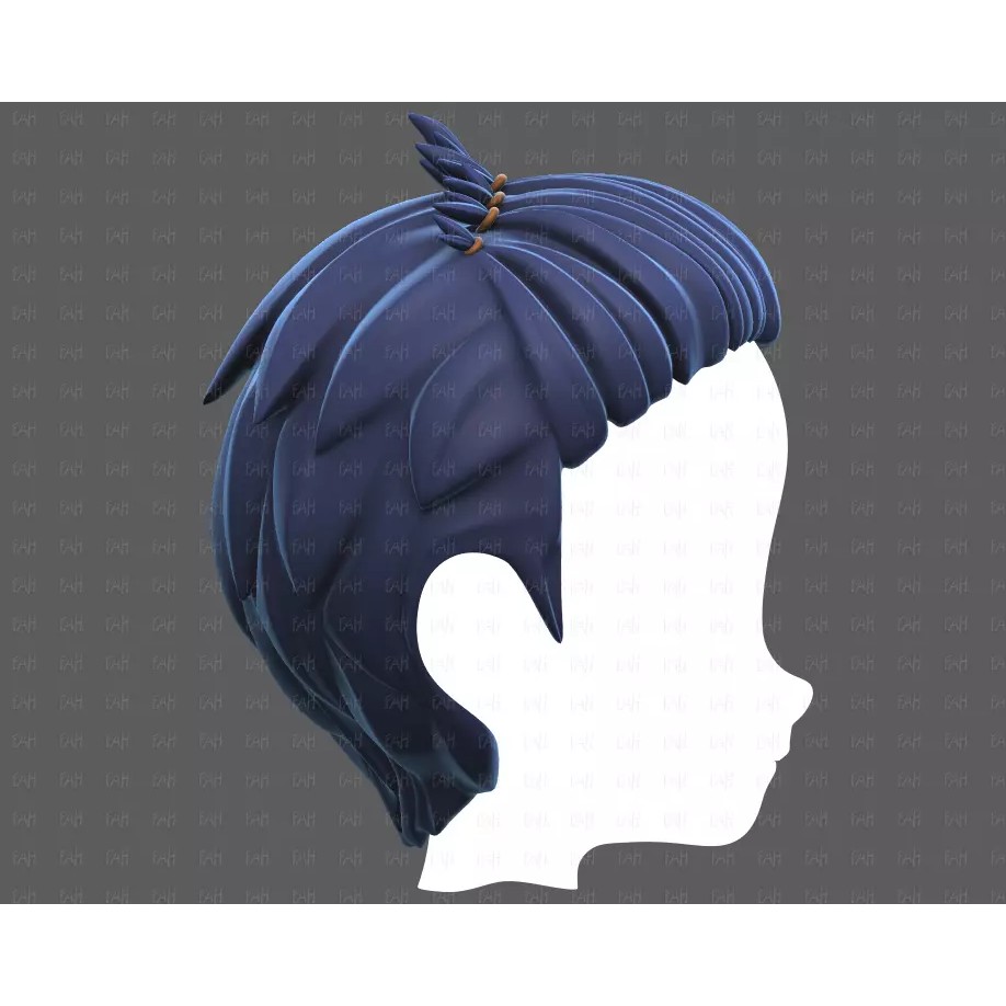 Base Hair 3D Model – Cartoon Low Poly Hairstyle for Animation - View 5