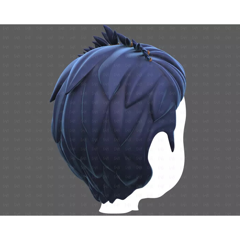 Base Hair 3D Model – Cartoon Low Poly Hairstyle for Animation - View 6