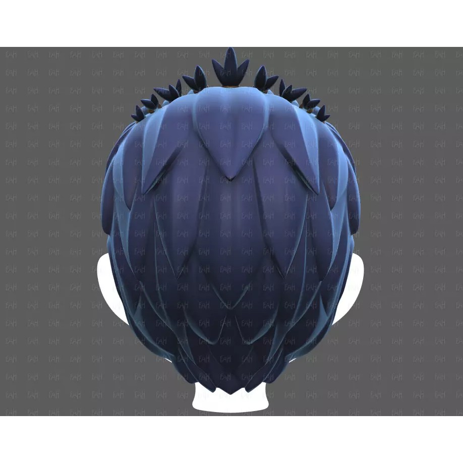 Base Hair 3D Model – Cartoon Low Poly Hairstyle for Animation - View 7