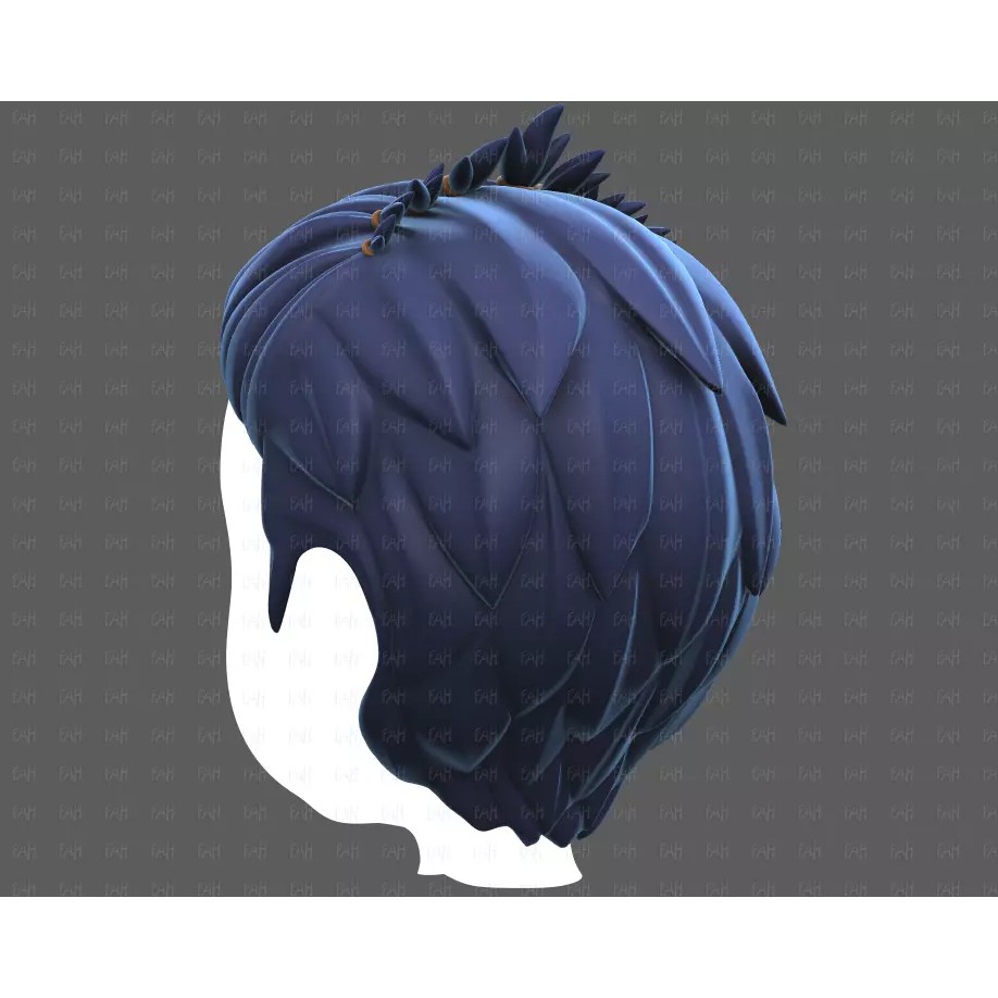 Base Hair 3D Model – Cartoon Low Poly Hairstyle for Animation - View 8