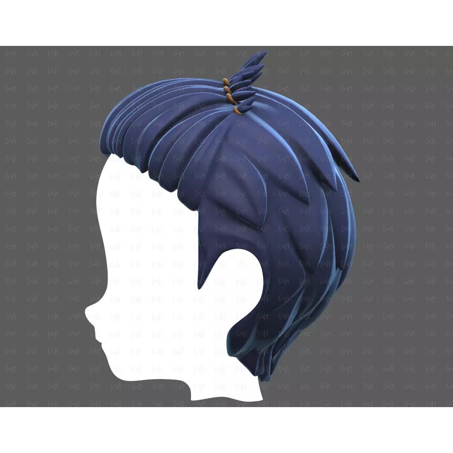 Base Hair 3D Model – Cartoon Low Poly Hairstyle for Animation - View 9