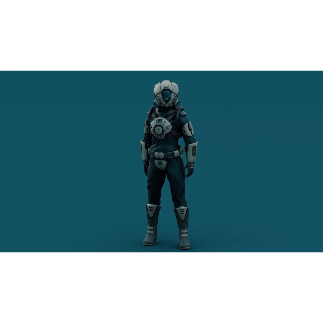 Astronaut J-1 3D Model – Rigged Sci-Fi Character for Unreal Engine & Unity - View 4
