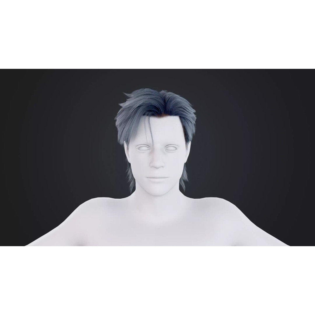 Realistic Male Hair 3D Model – Low Poly Game Asset, FBX, OBJ - View 3