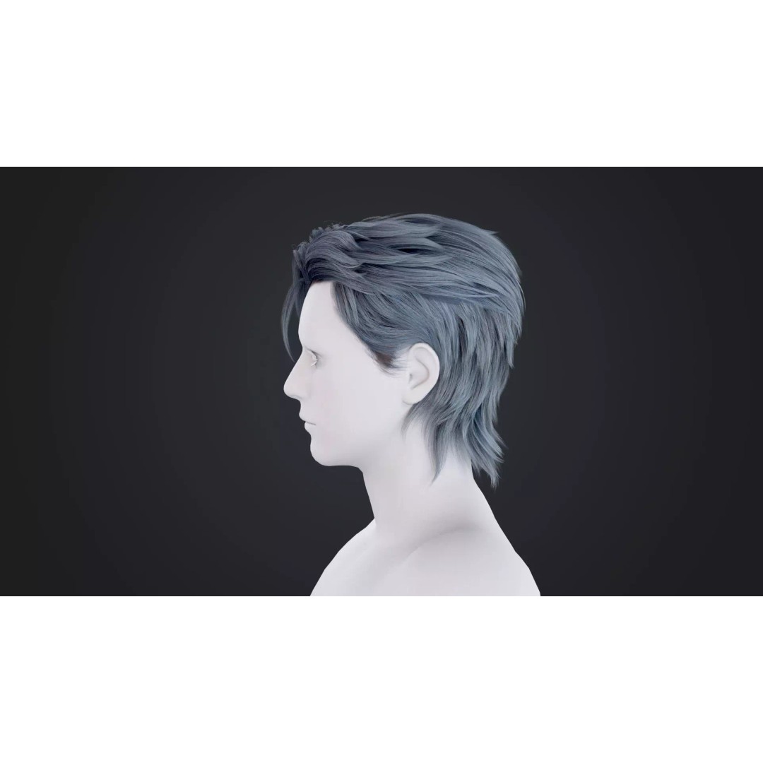 Realistic Male Hair 3D Model – Low Poly Game Asset, FBX, OBJ - View 4