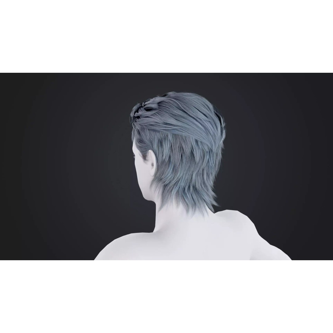 Realistic Male Hair 3D Model – Low Poly Game Asset, FBX, OBJ - View 5