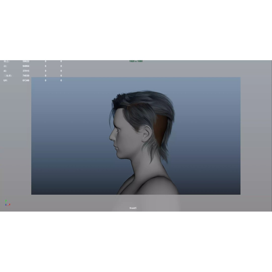 Realistic Male Hair 3D Model – Low Poly Game Asset, FBX, OBJ - View 9