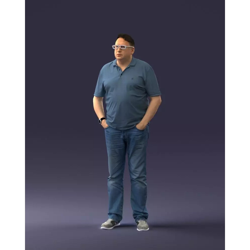 Casual Man 3D Model – Realistic Character in Polo and Jeans, FBX - View 2