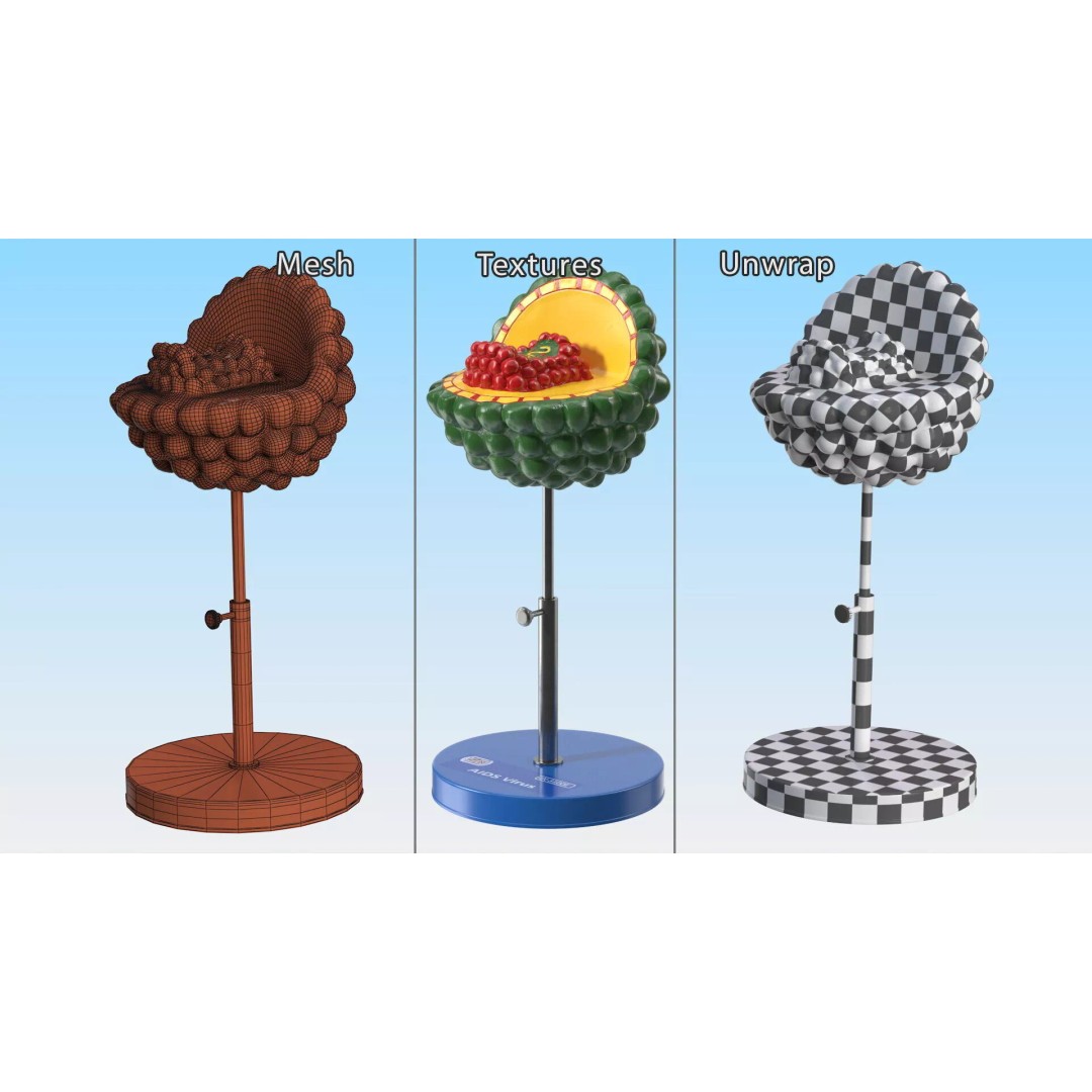 HIV Virus 3D Model – Educational Detailed Structure on Metal Stand - View 10