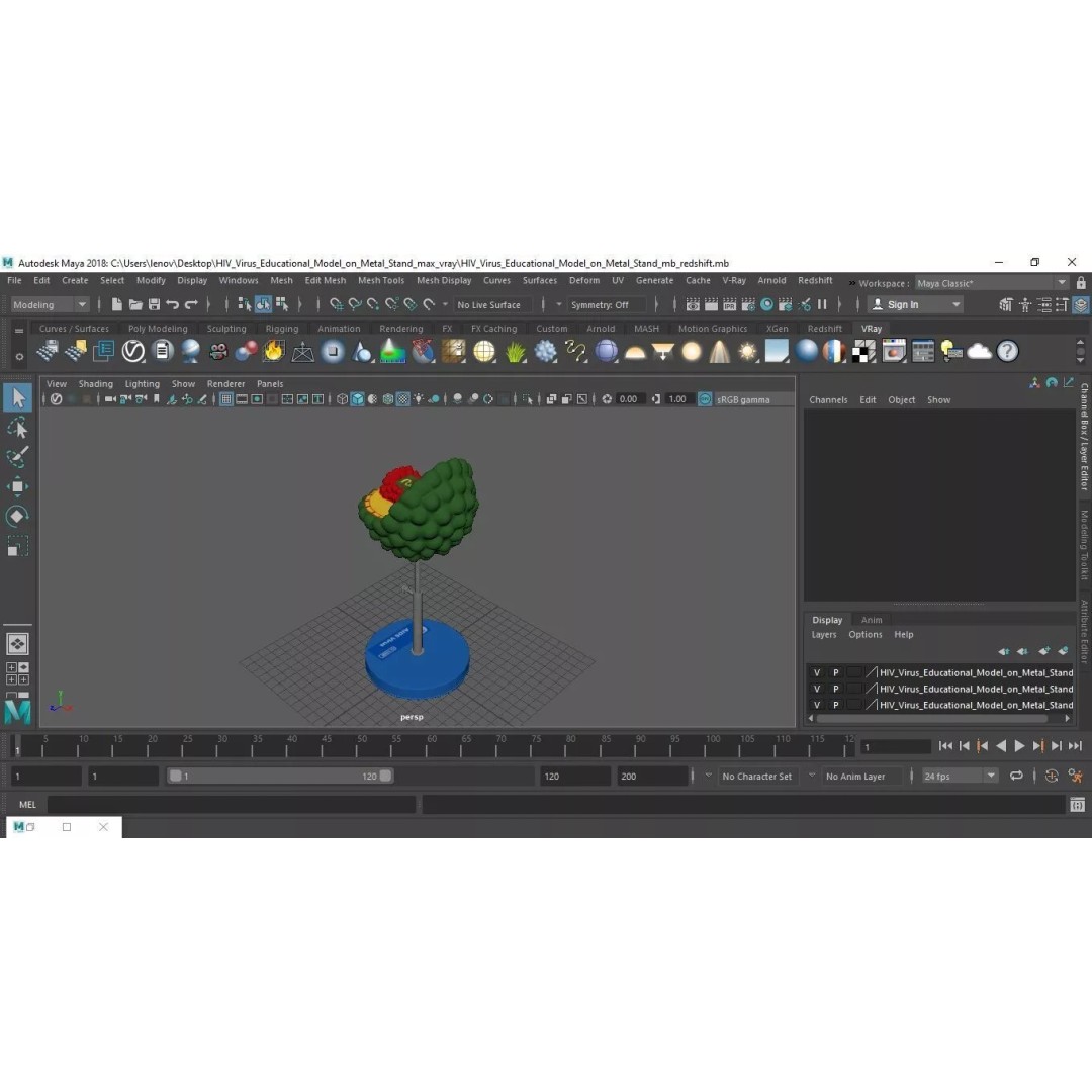 HIV Virus 3D Model – Educational Detailed Structure on Metal Stand - View 20