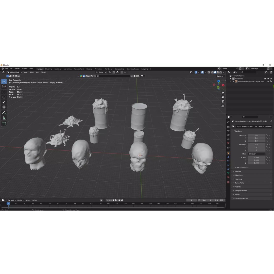 Human Corpses Pack 04 3D Model – Low Poly Game Asset, FBX, OBJ