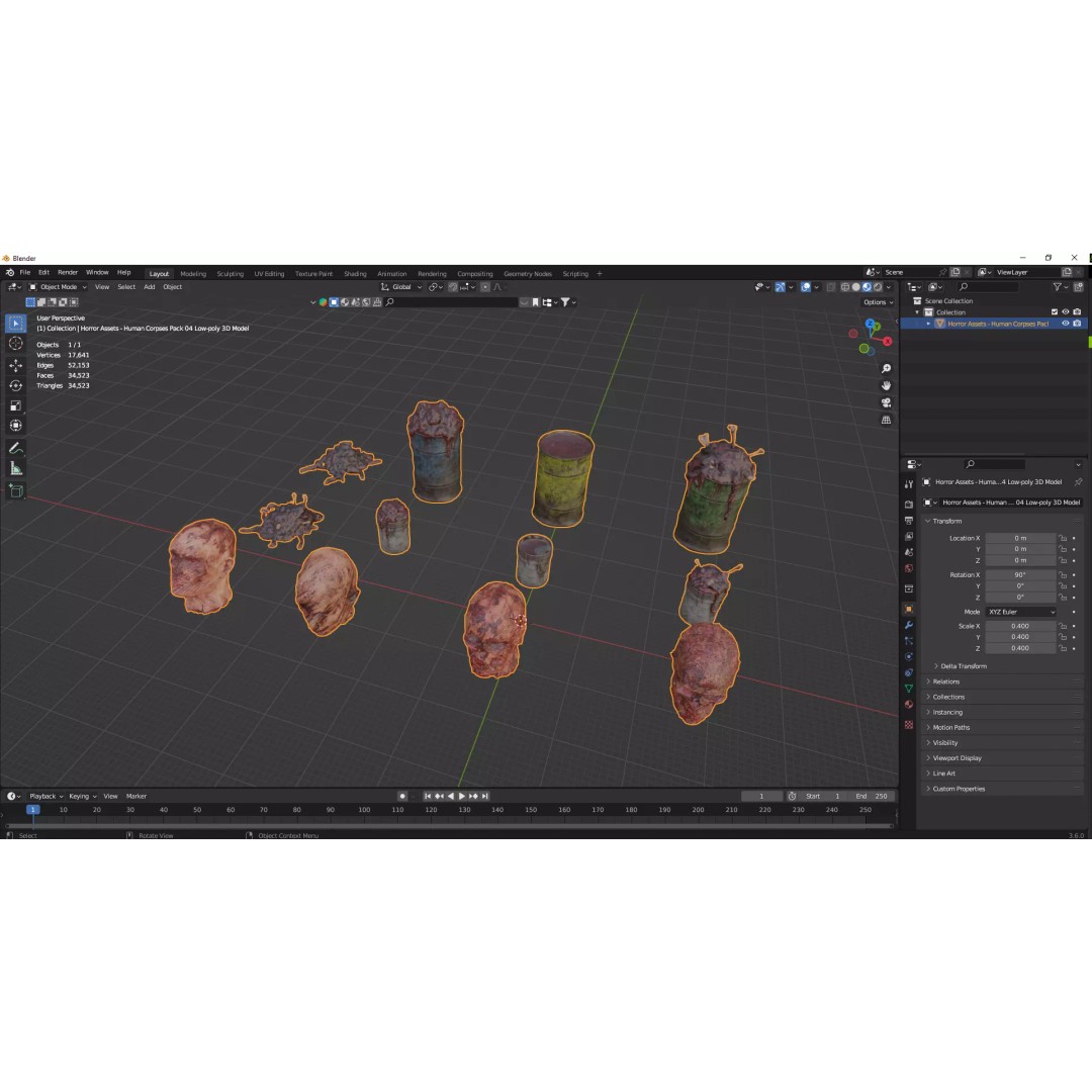 Human Corpses Pack 04 3D Model – Low Poly Game Asset, FBX, OBJ - View 10