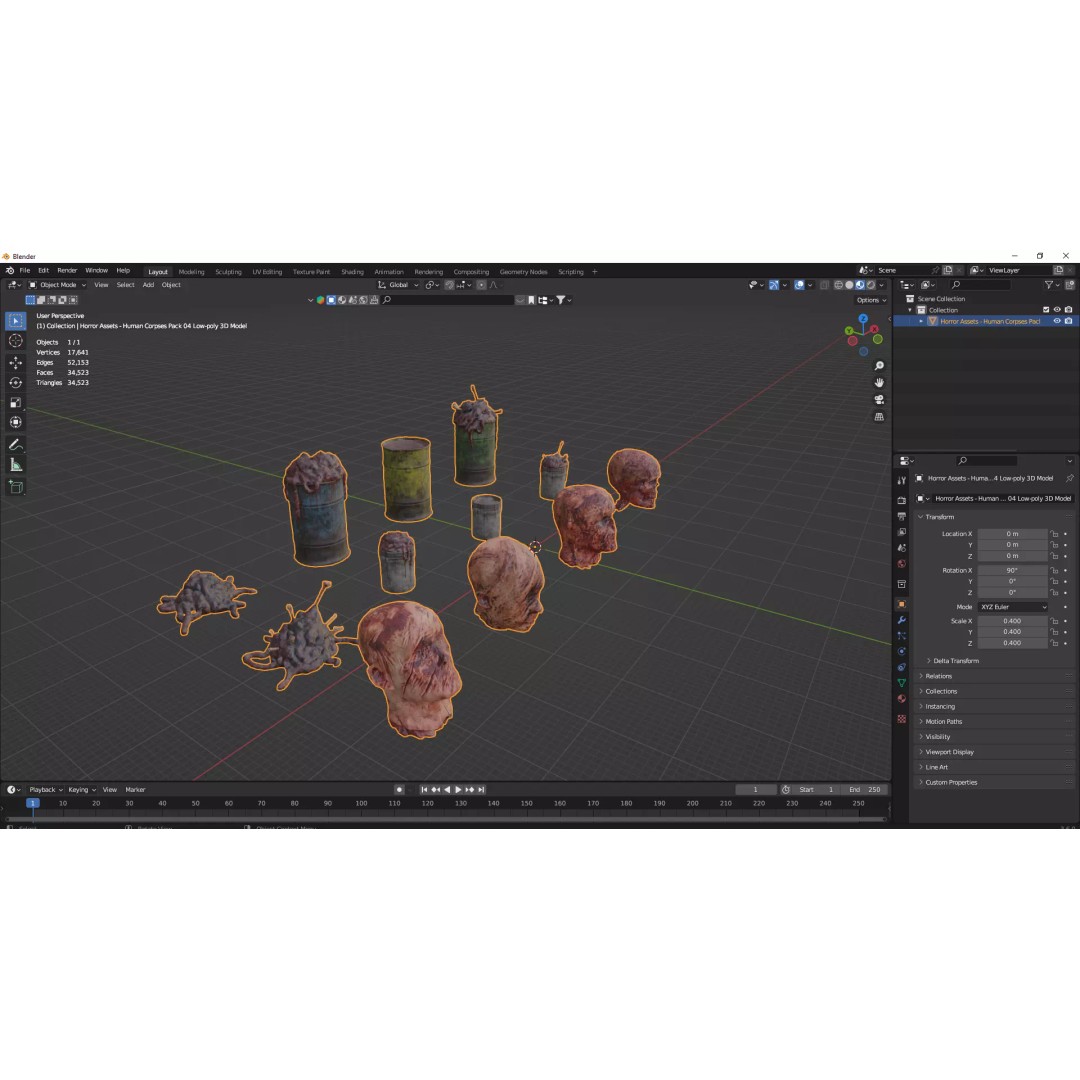 Human Corpses Pack 04 3D Model – Low Poly Game Asset, FBX, OBJ - View 9