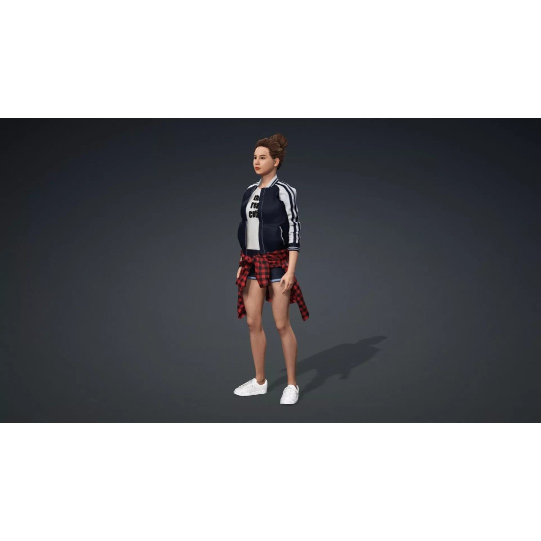 Elegant Woman 3D Model – Fully Rigged Character for Animation, FBX - View 12