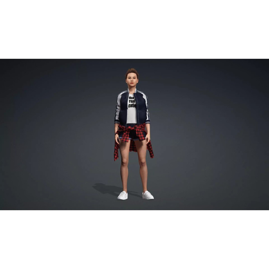 Elegant Woman 3D Model – Fully Rigged Character for Animation, FBX - View 3