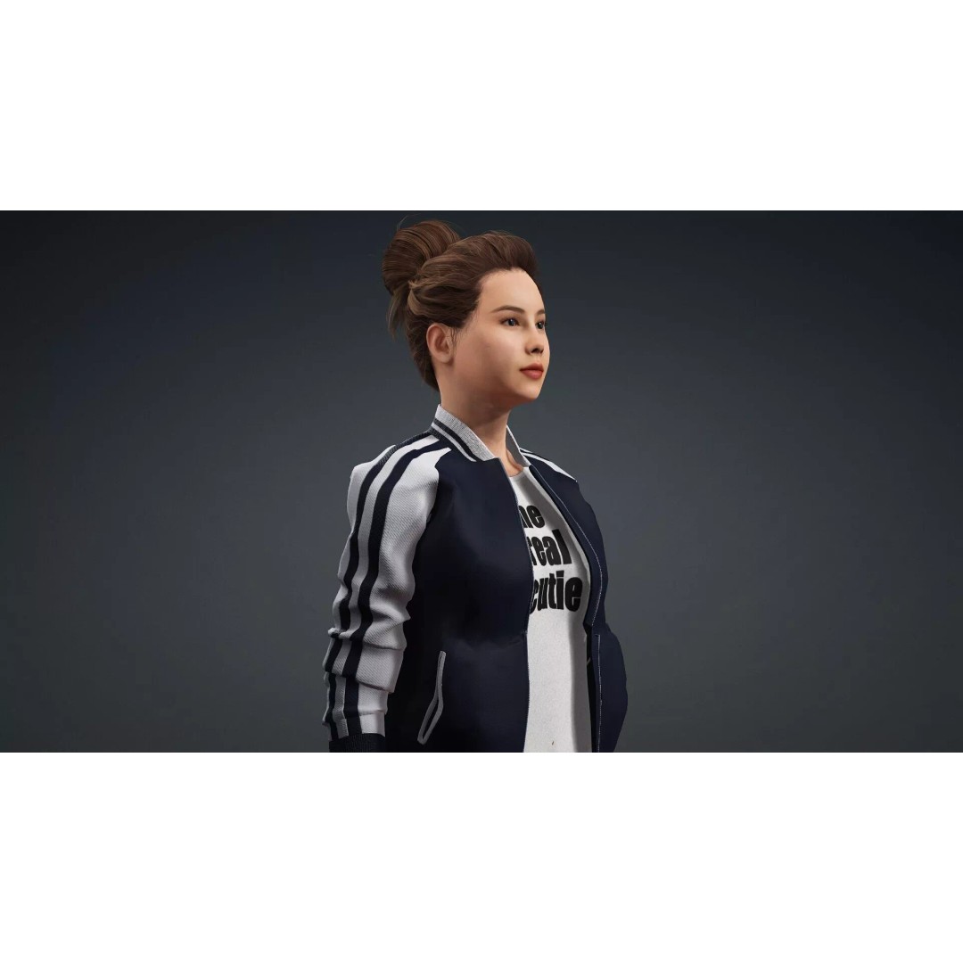 Elegant Woman 3D Model – Fully Rigged Character for Animation, FBX - View 9