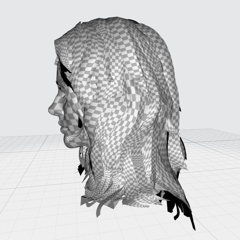 Realistic Female Hair Card 3D Model – Low-Poly Game Asset, FBX