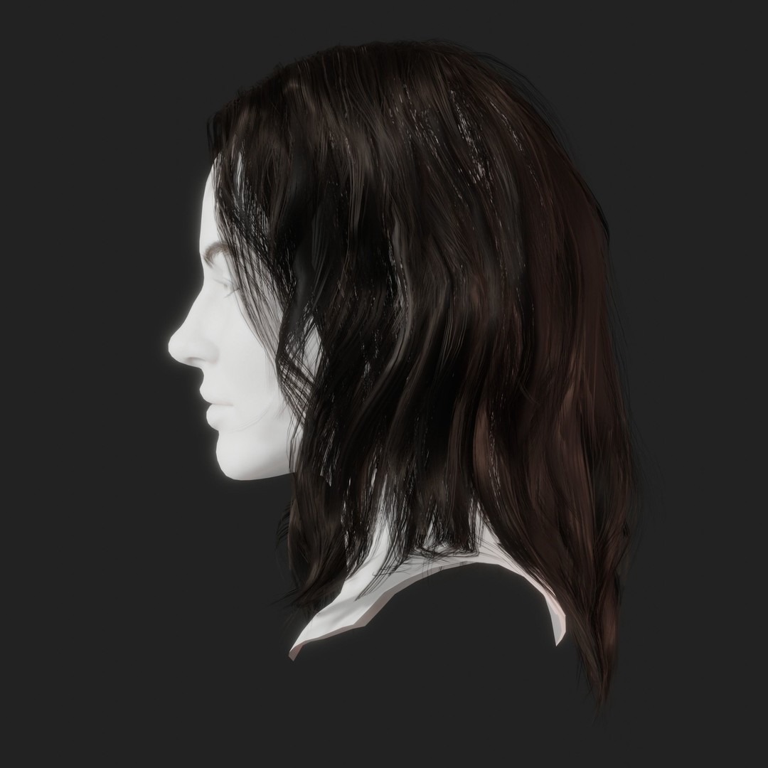 Realistic Female Hair Card 3D Model – Low-Poly Game Asset, FBX - View 12