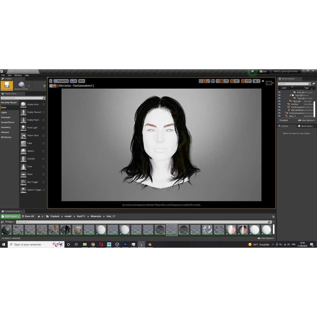 Realistic Female Hair Card 3D Model – Low-Poly Game Asset, FBX - View 13