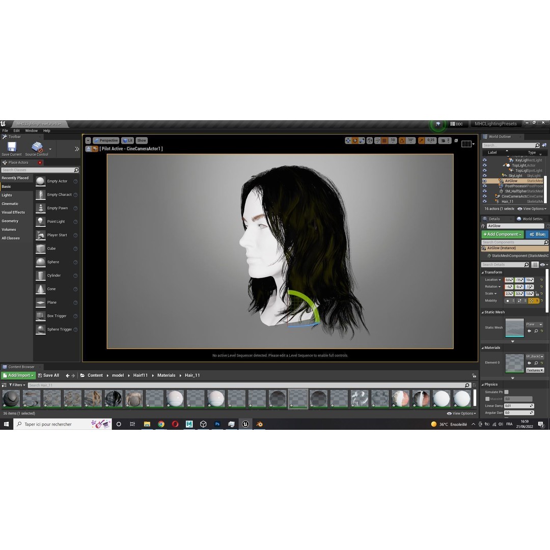 Realistic Female Hair Card 3D Model – Low-Poly Game Asset, FBX - View 14