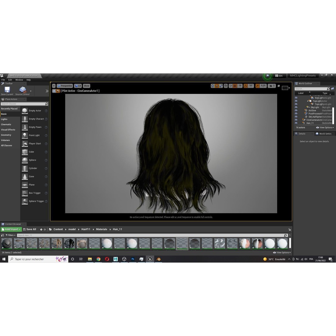 Realistic Female Hair Card 3D Model – Low-Poly Game Asset, FBX - View 15