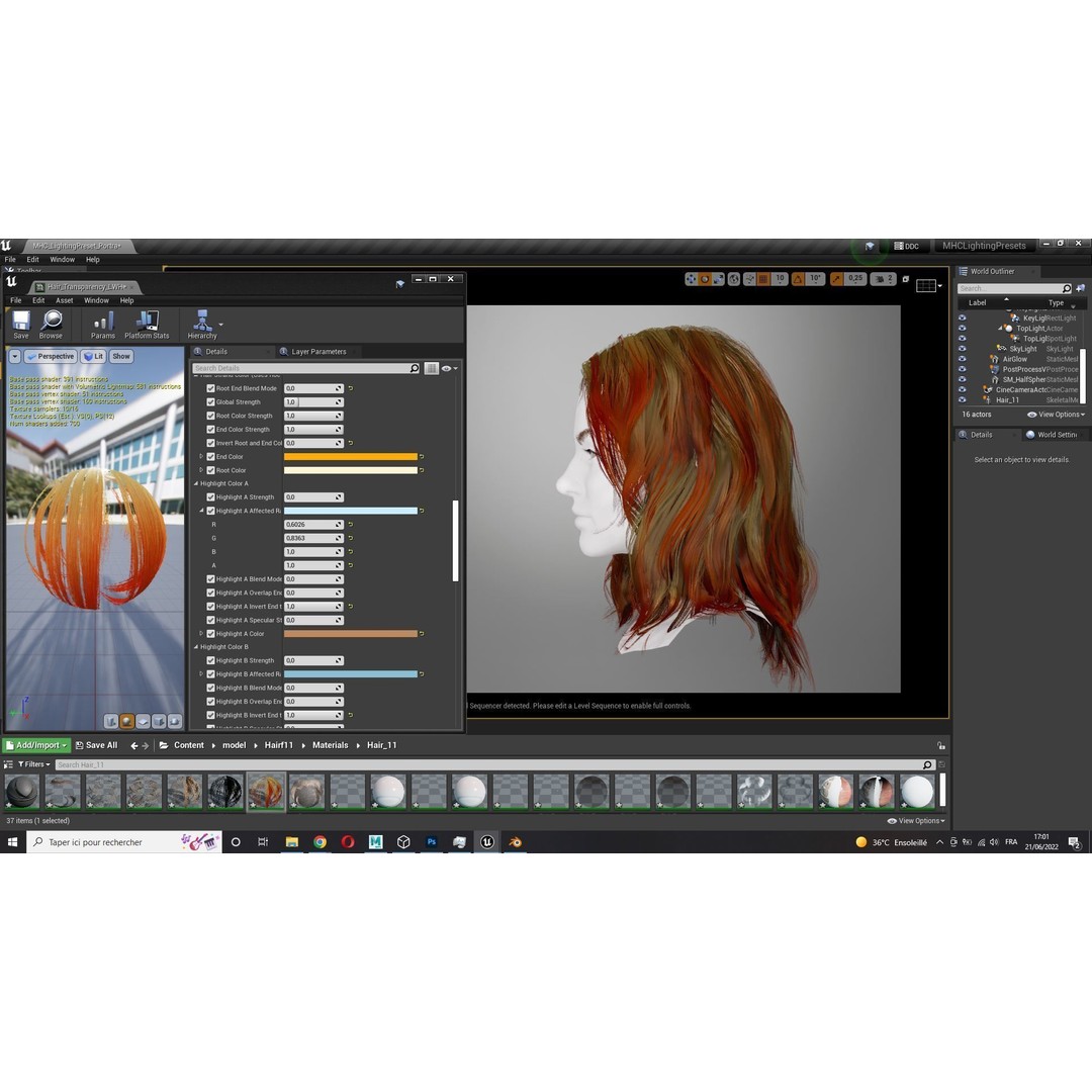 Realistic Female Hair Card 3D Model – Low-Poly Game Asset, FBX - View 16