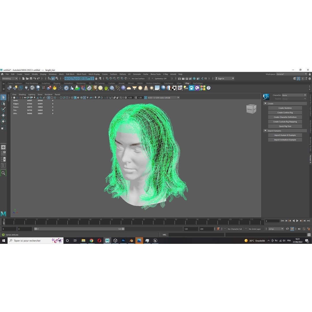 Realistic Female Hair Card 3D Model – Low-Poly Game Asset, FBX - View 19