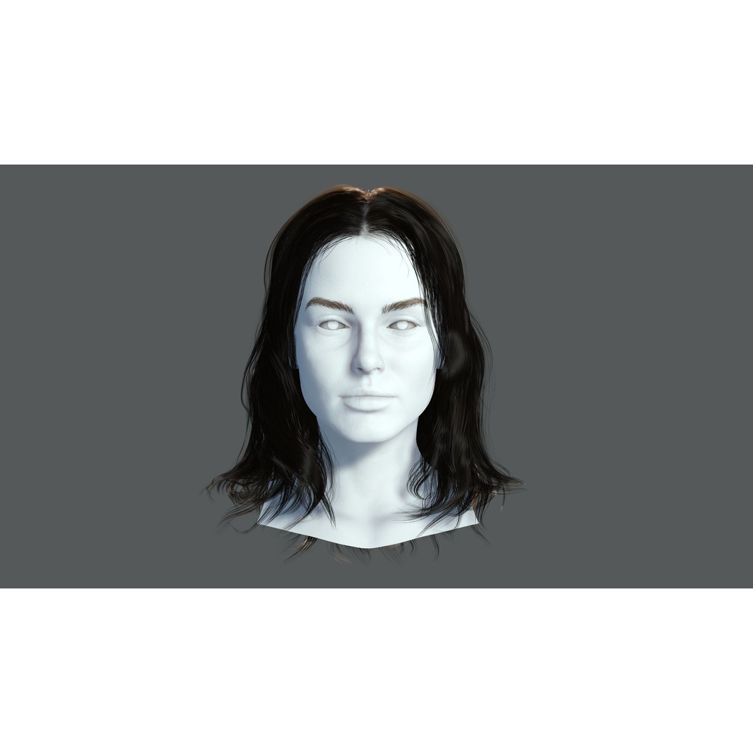 Realistic Female Hair Card 3D Model – Low-Poly Game Asset, FBX - View 4