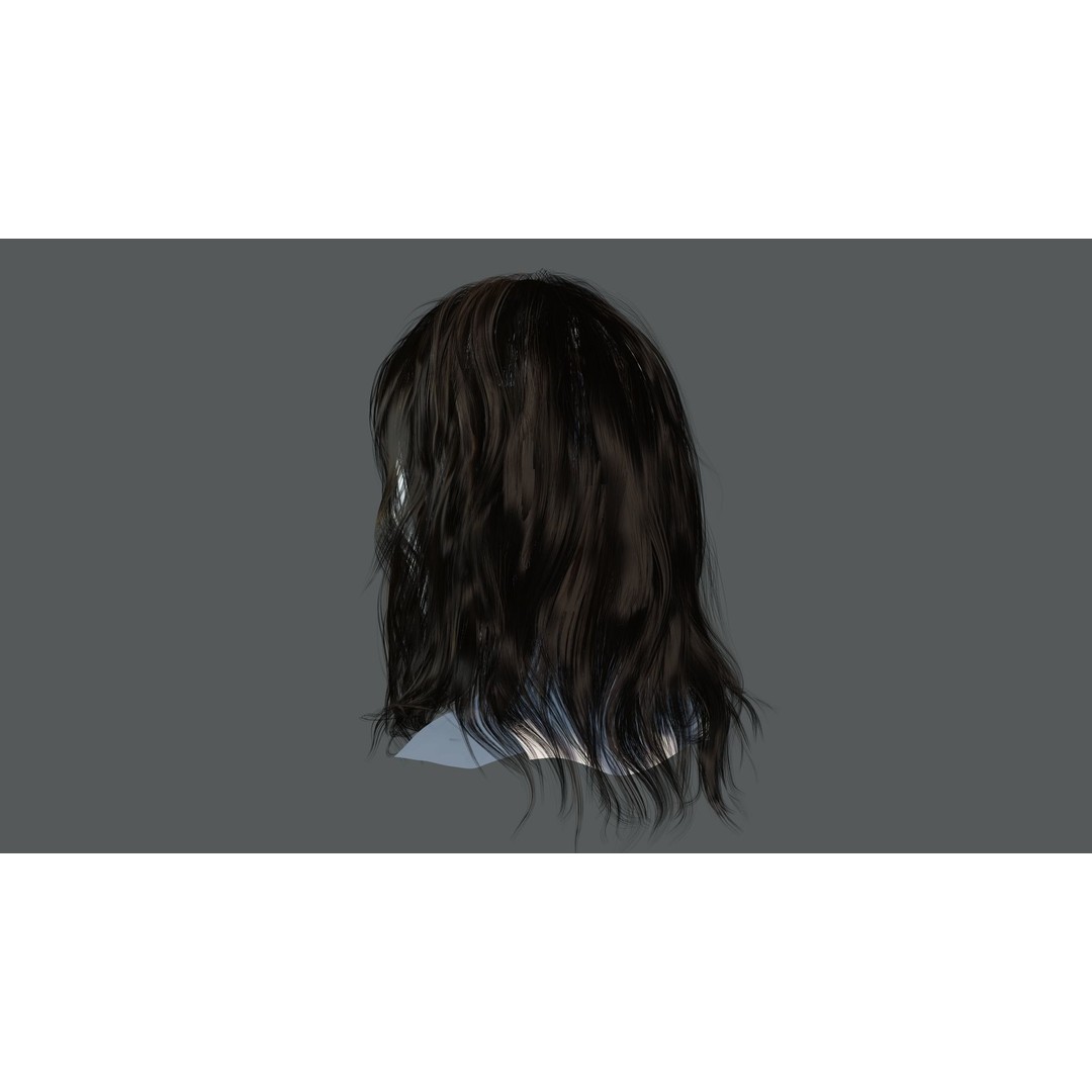 Realistic Female Hair Card 3D Model – Low-Poly Game Asset, FBX - View 7