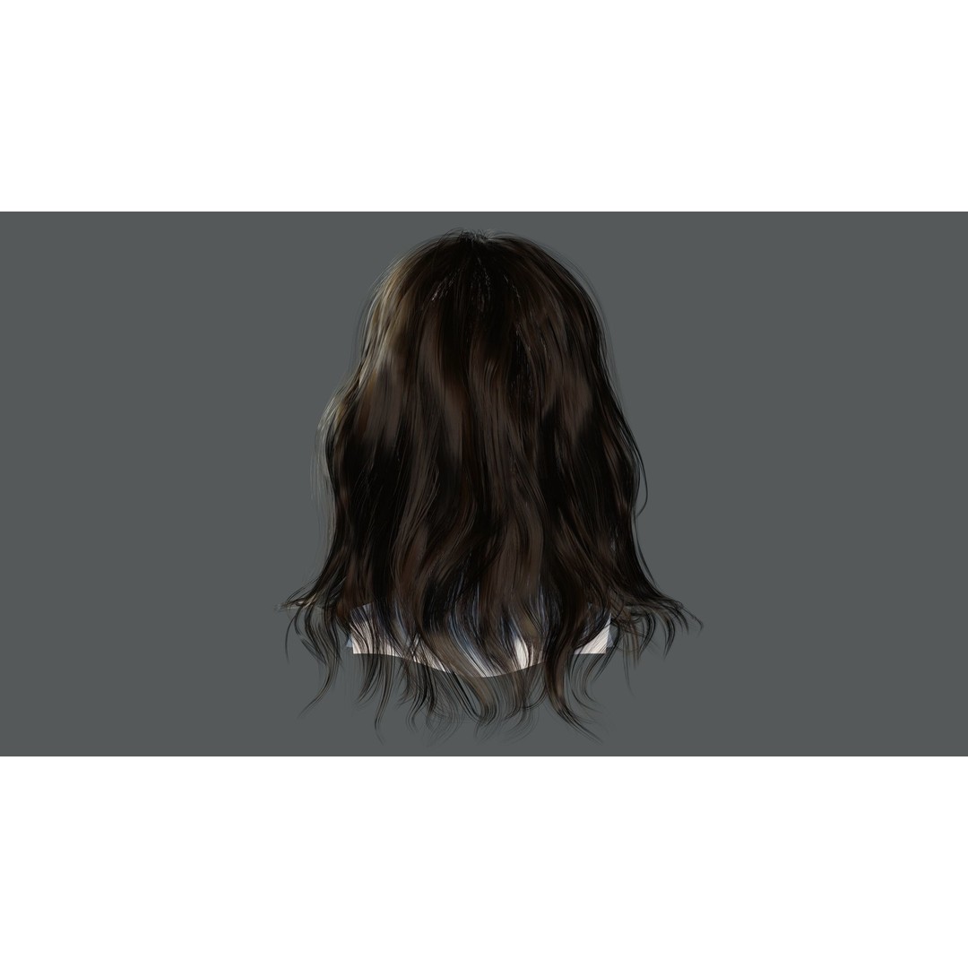 Realistic Female Hair Card 3D Model – Low-Poly Game Asset, FBX - View 8