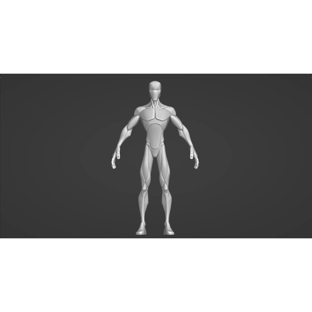 Stylized Male Anatomy Blockout 3D Model – Base Character Asset, FBX, OBJ, Blender - View 14
