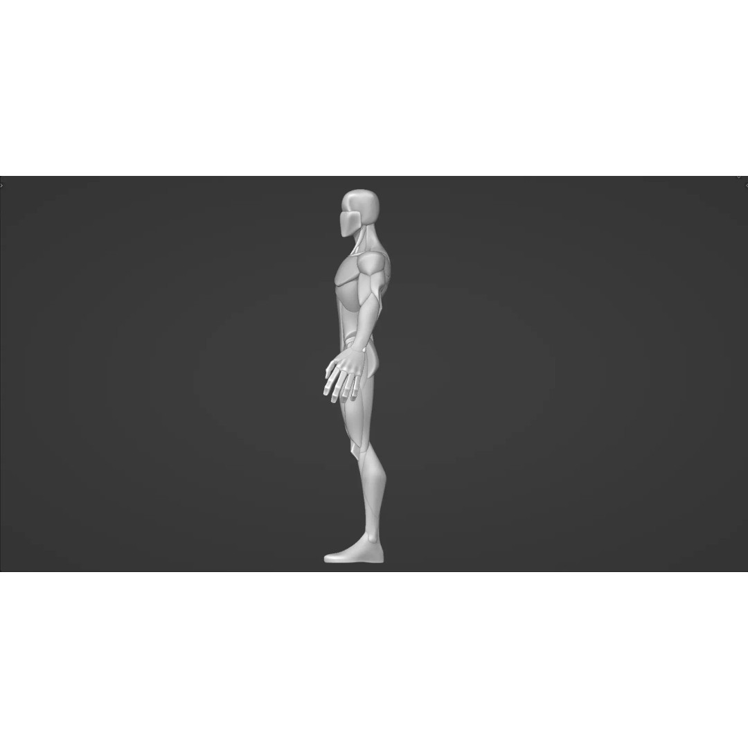 Stylized Male Anatomy Blockout 3D Model – Base Character Asset, FBX, OBJ, Blender - View 15