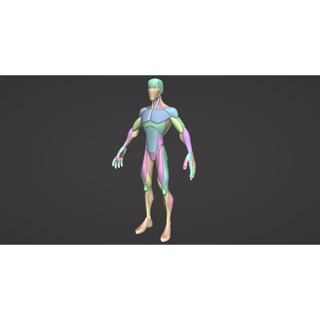 Stylized Male Anatomy Blockout 3D Model – Base Character Asset, FBX, OBJ, Blender - View 2
