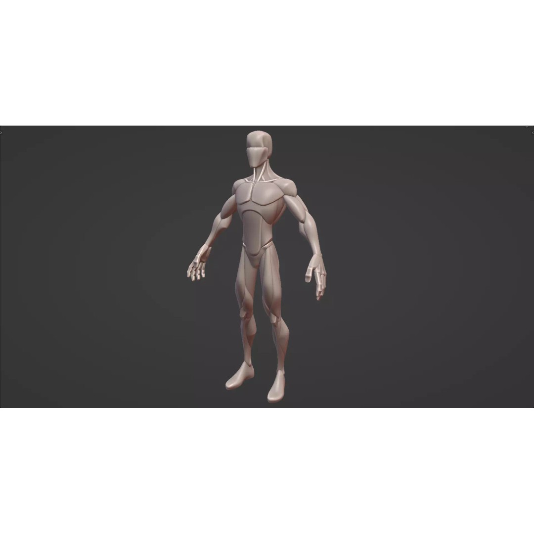 Stylized Male Anatomy Blockout 3D Model – Base Character Asset, FBX, OBJ, Blender - View 7