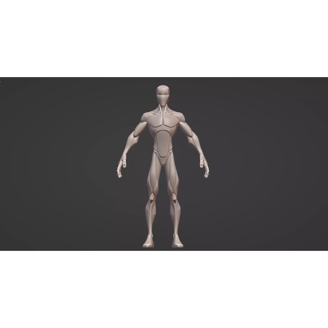 Stylized Male Anatomy Blockout 3D Model – Base Character Asset, FBX, OBJ, Blender - View 9