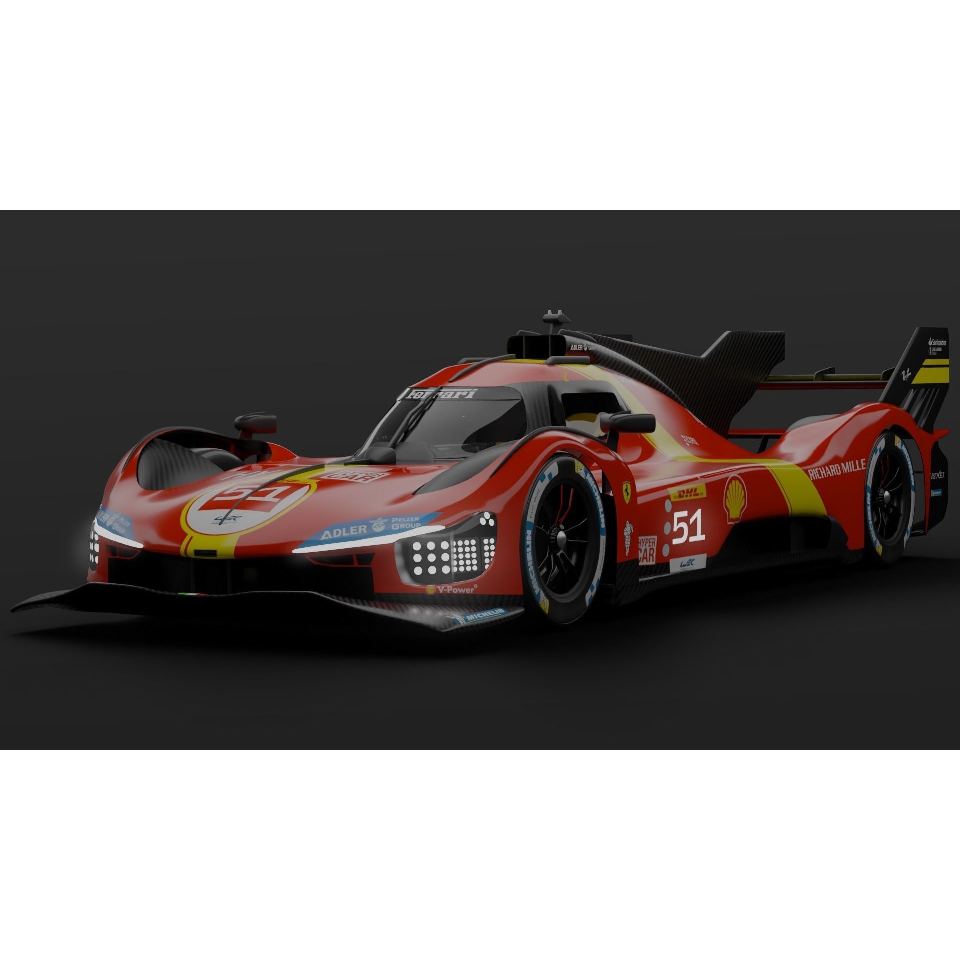 Ferrari 499P - PBR Game-Ready 3D Model - View 3
