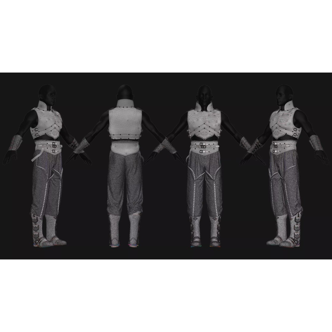Male Armor Outfit 3D Model – High Poly Game-Ready Character Asset, FBX, OBJ