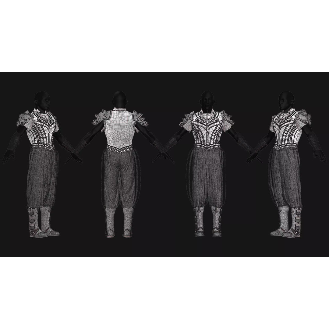 Male Armor Outfit 3D Model – High Poly Game-Ready Character Asset, FBX, OBJ - View 11