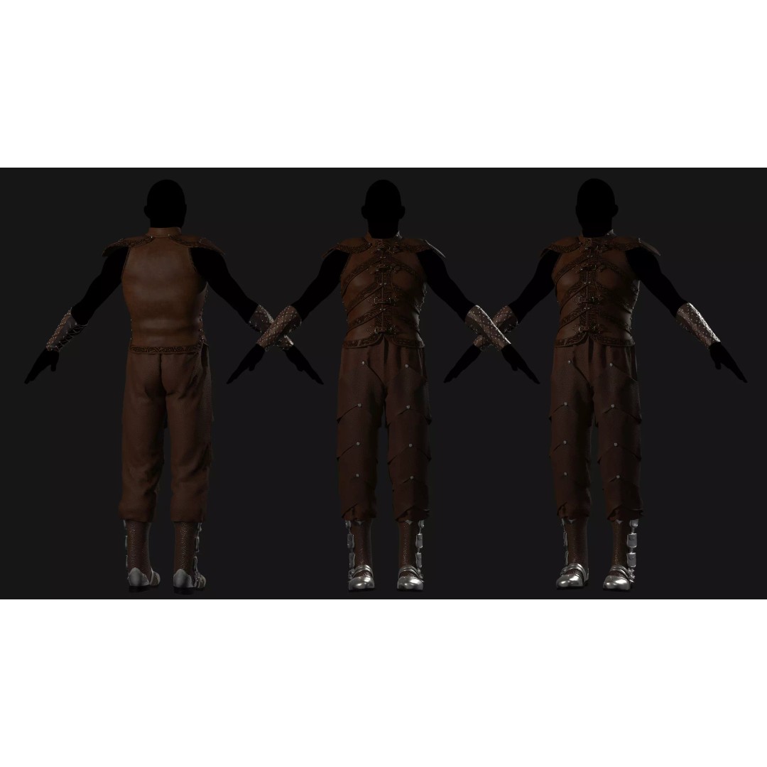 Male Armor Outfit 3D Model – High Poly Game-Ready Character Asset, FBX, OBJ - View 12